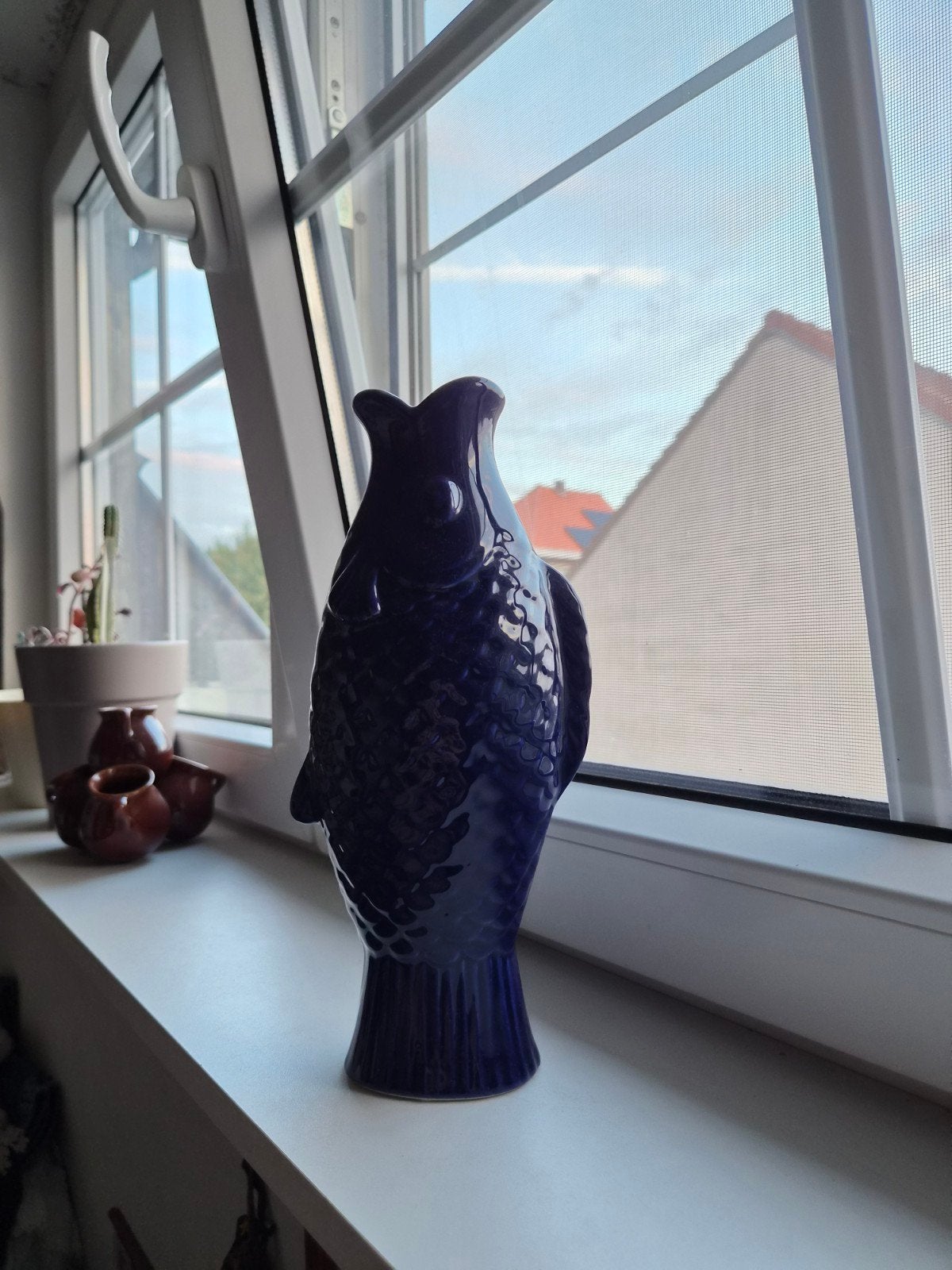 Vase poisson bleu décoration, Maison & Meubles, Enlèvement, Bleu