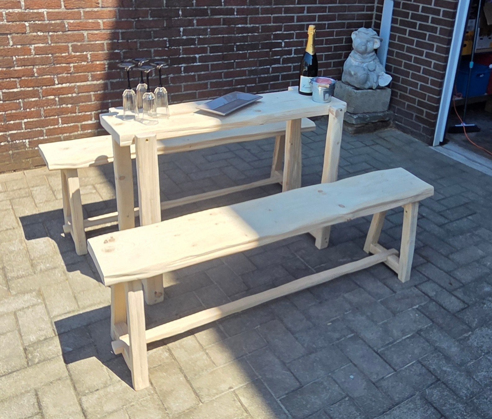 100% ambachtelijk tuinsetje, Tuin en Terras, Tuinbanken, Ophalen, Hout
