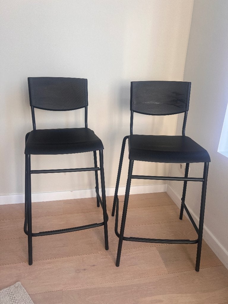 2 barkrukken zwart IKEA, Huis en Inrichting, 2 krukken, Ophalen, Zo goed als nieuw, 60 tot 90 cm