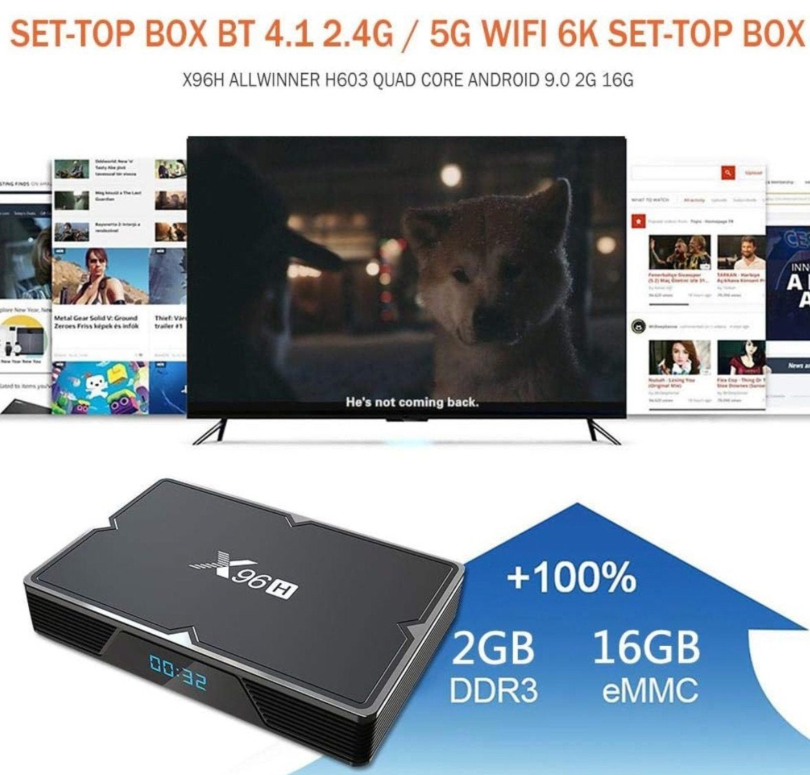 X96H Allwinner H603 décodeur IPTV Android​ 6K, TV, Hi-fi & Vidéo, Décodeurs & Enregistreurs à disque dur, Enlèvement ou Envoi