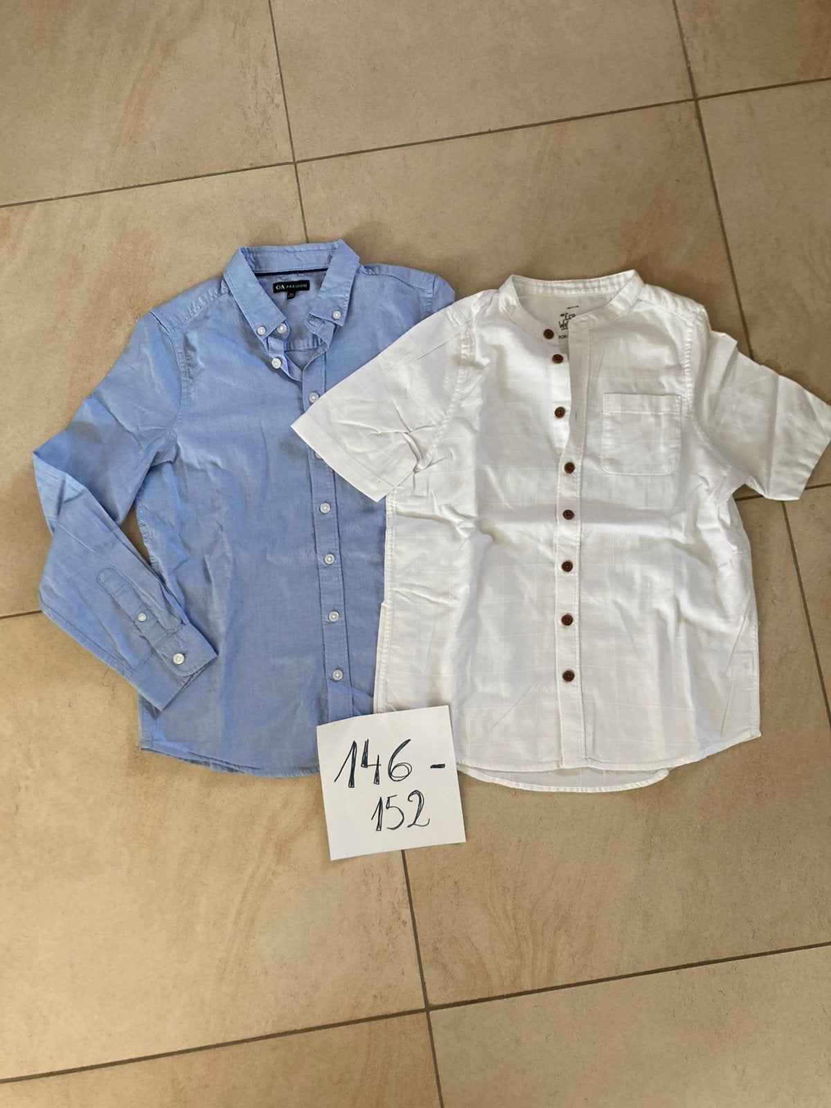 Twee Jongens Hemden, 1 korte, 1 lange mouwen, maat 146, Ophalen, Gebruikt, Jongen, Overhemd of Blouse