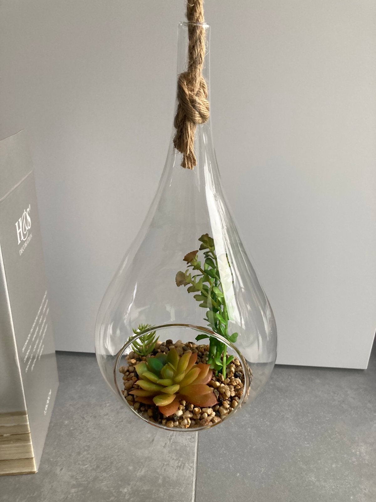 Glazen stolp - decoratie - kunstplanten, 15 cm, Nieuw, Ophalen of Verzenden, Inclusief decoratie