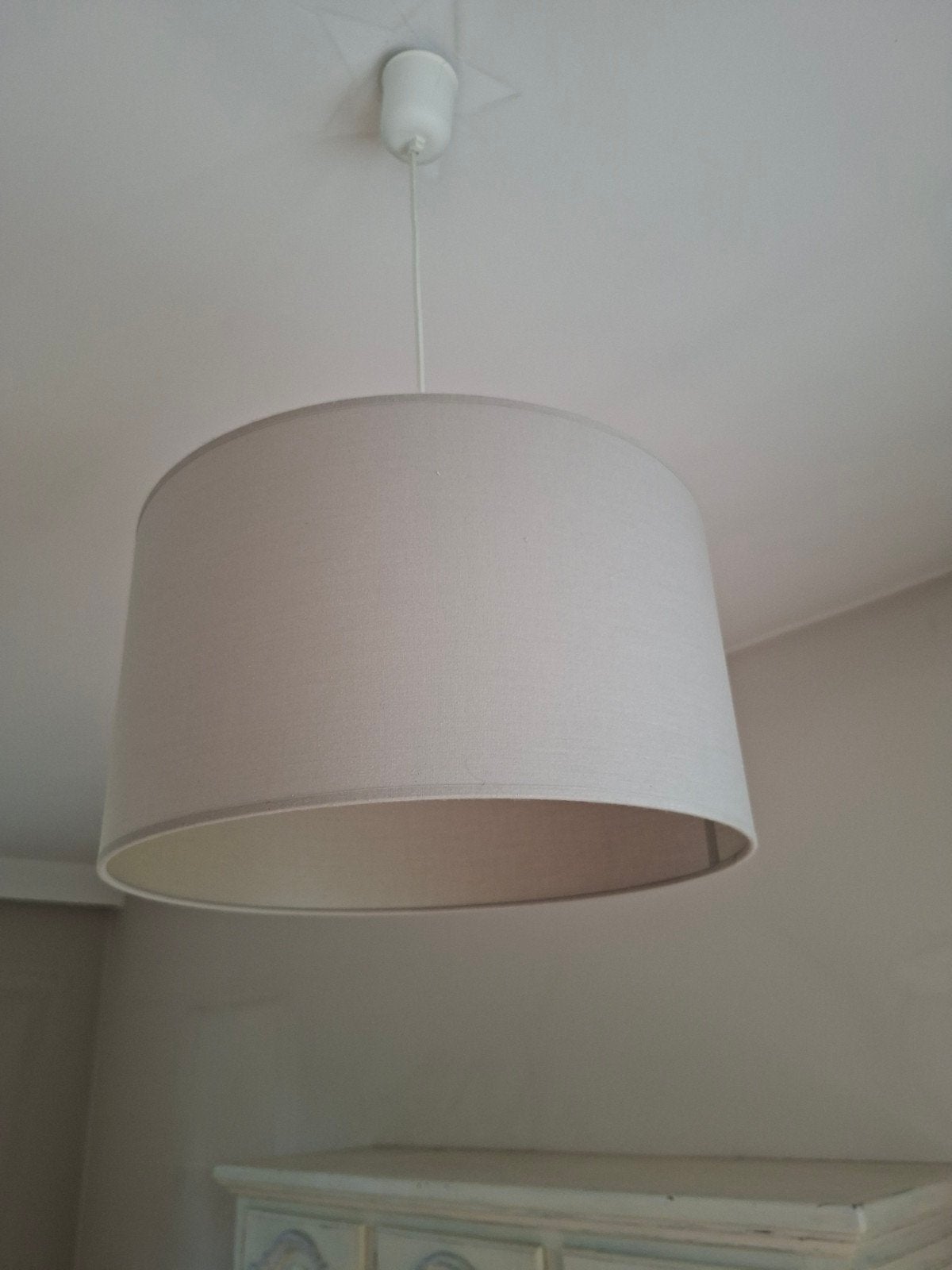 lichtgrijze lampkap, Huis en Inrichting, Lampen | Plafondlampen, Ophalen, Textiel, Grijs, Zo goed als nieuw