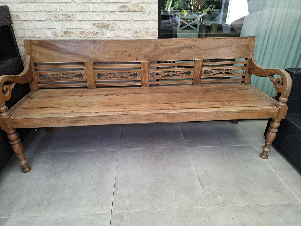 Koloniale tuinbank, Tuin en Terras, Ophalen, Gebruikt, Hout