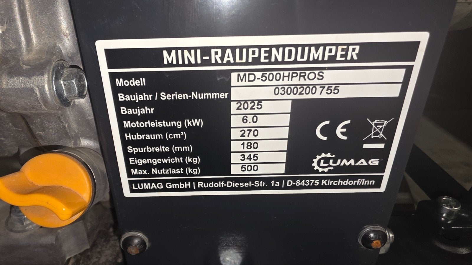 Mini dumper lumag met schep md500hpros, Ophalen, Dumper