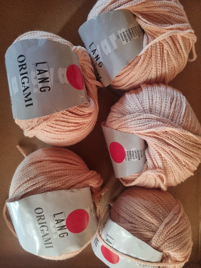 5 bollen Lang Yarns Origami, Hobby en Vrije tijd, Ophalen of Verzenden, Nieuw, Breien of Haken, Wol of Garen
