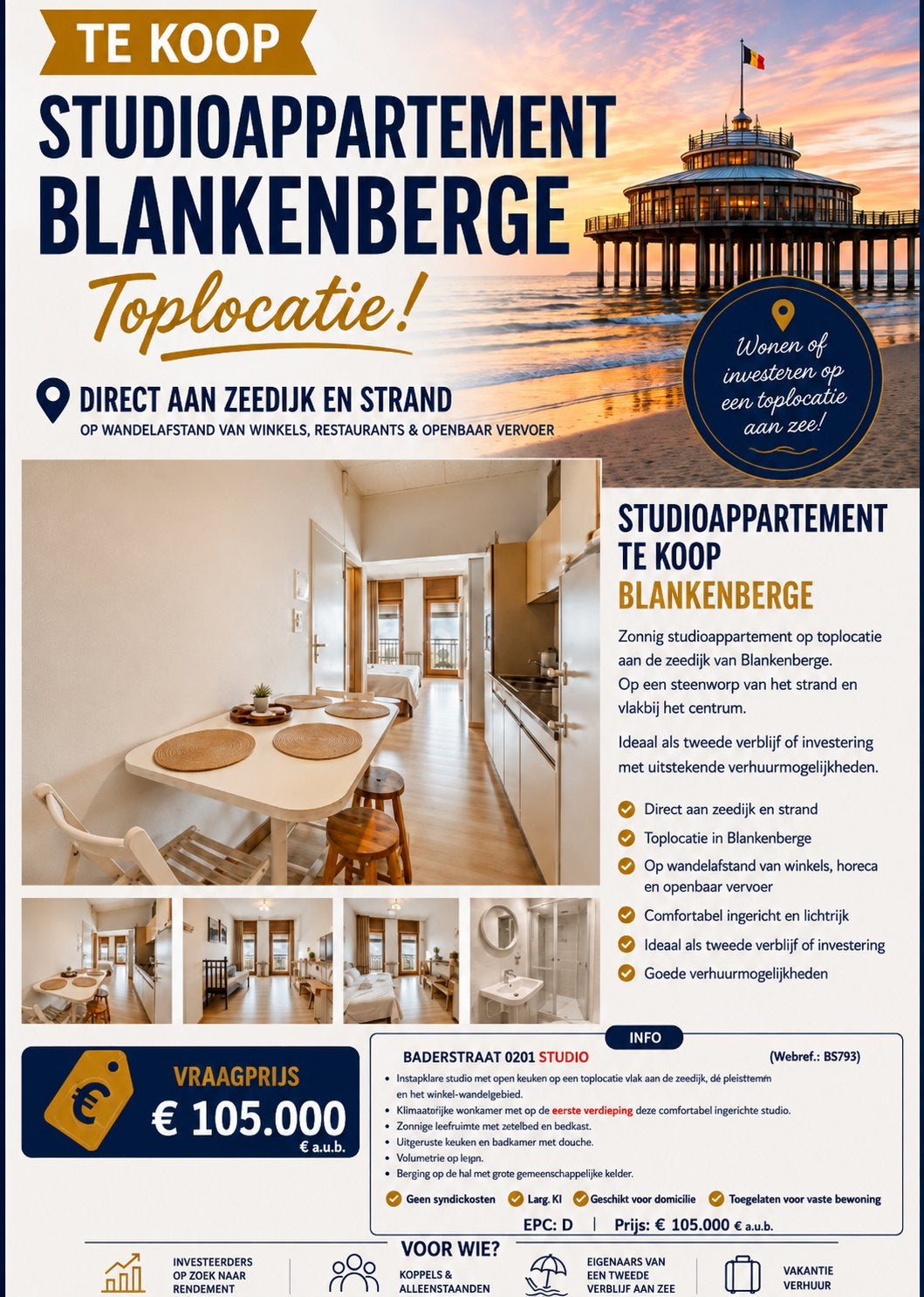 ️TE KOOP Studio-appartement TOPLOCATIE te Blankenberge, Immo