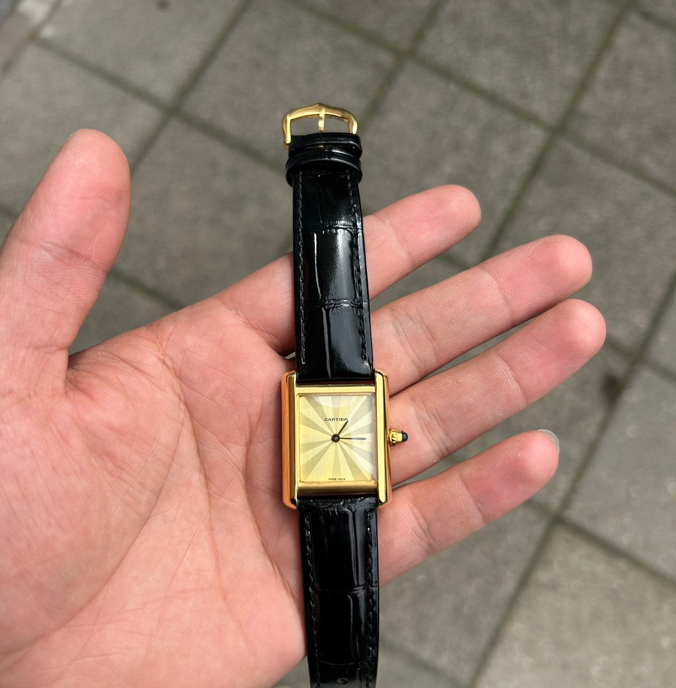 Cartier tank, Overige merken, Leer, Staal, Polshorloge