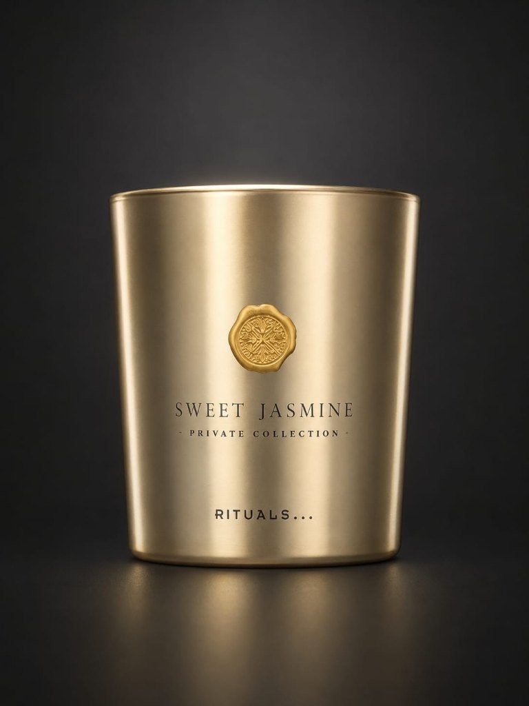 Elegante champagnekleurige glazen pot van Rituals., Huis en Inrichting, Woonaccessoires | Kandelaars en Kaarsen, Gebruikt, Kaars