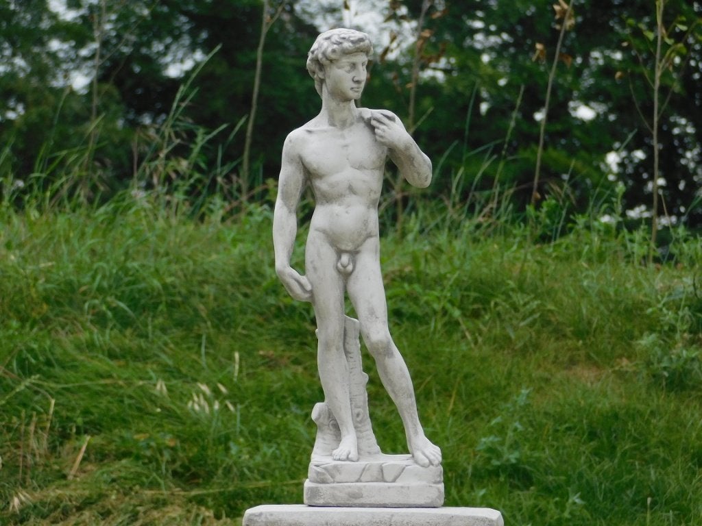 Statue de David sur un grand socle | 127 cm de haut, Enlèvement ou Envoi, Pierre, Homme