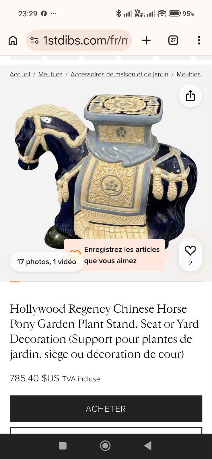 cheval en porcelaine, Antiquités & Art, Enlèvement
