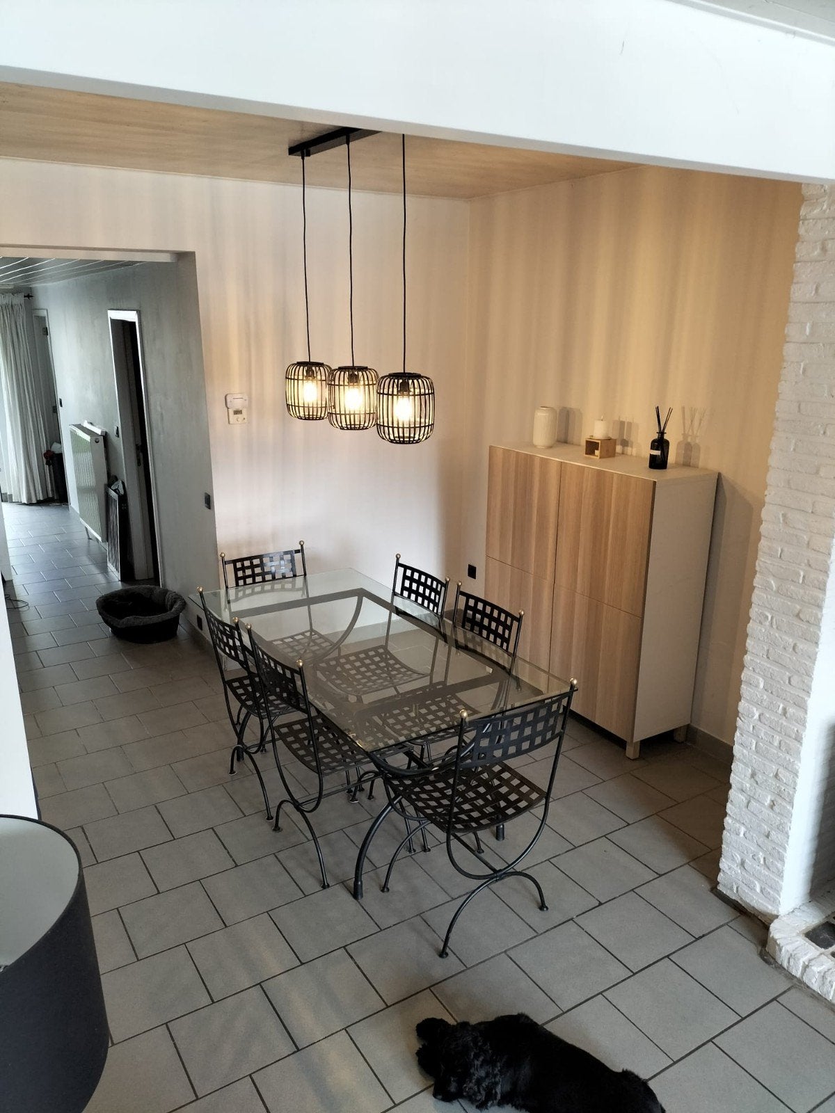 Glazen eetkamertafel met stoelen., Ophalen