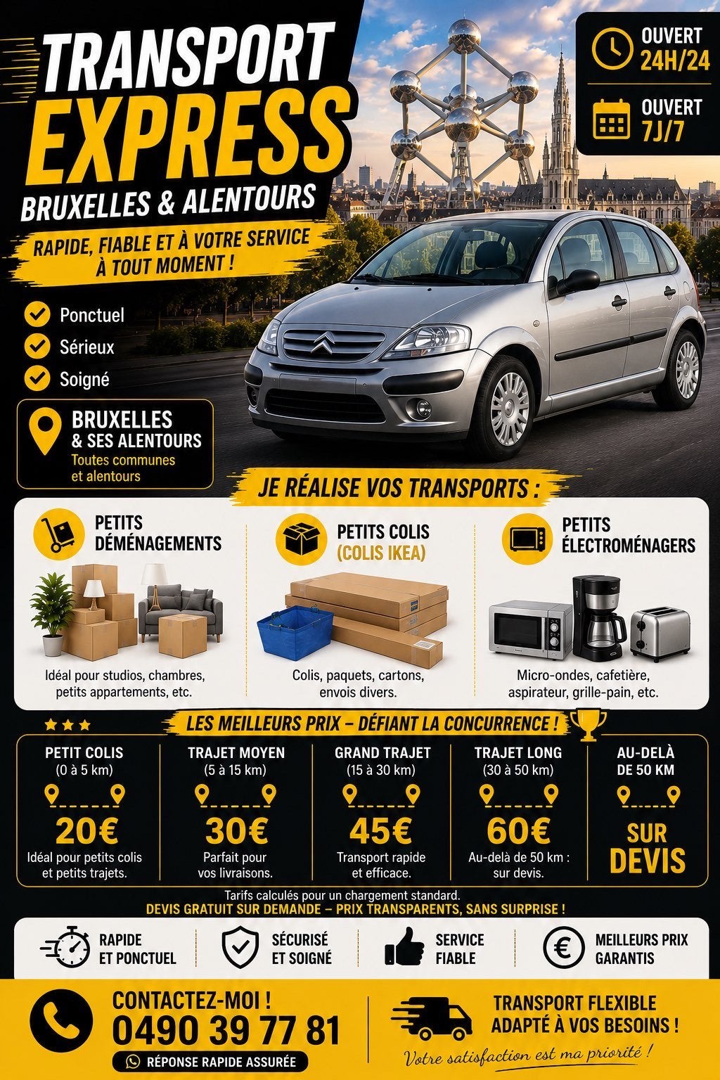 Transport & Livraison Bx– Meubles, Électroménager & Objets, Enlèvement