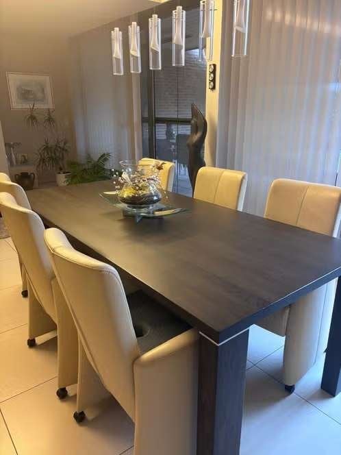 Eettafel met 6stoelen, Huis en Inrichting, Tafels | Eettafels, Ophalen, 50 tot 100 cm, Zo goed als nieuw, 150 tot 200 cm