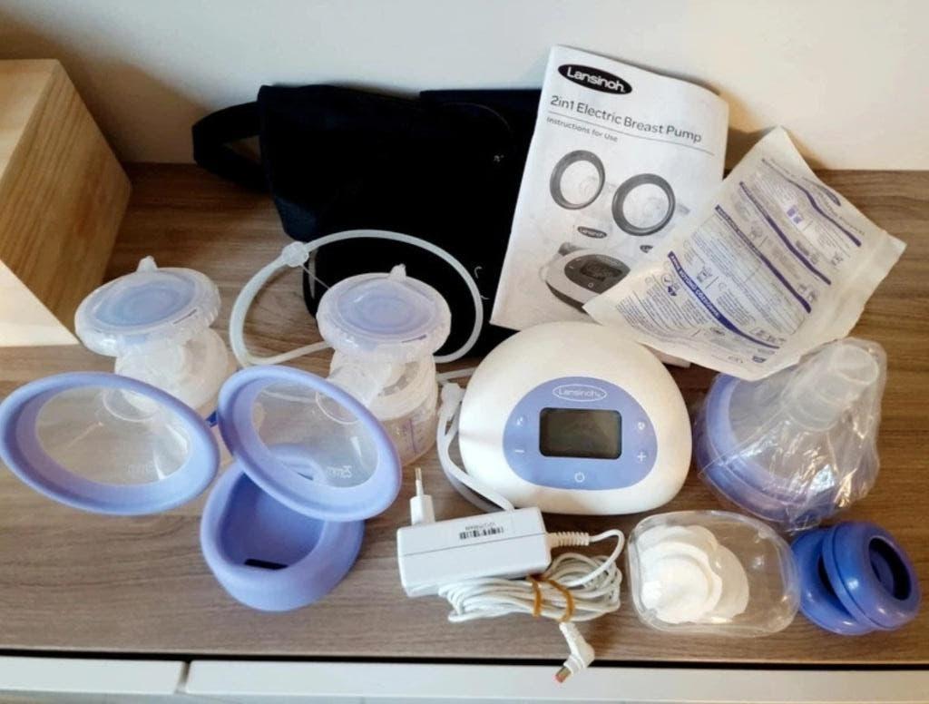 Lansinoh dubbele elektrische borstkolf 2 in 1 met toebehoren, Ophalen of Verzenden, Zo goed als nieuw, Borstkolf