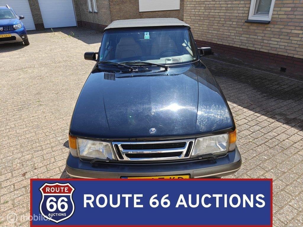 Saab 900 Turbo 16S Cabriolet | 1993 | Route 66 Auctions, Zwart, Bedrijf, Handgeschakeld, Overige carrosserie