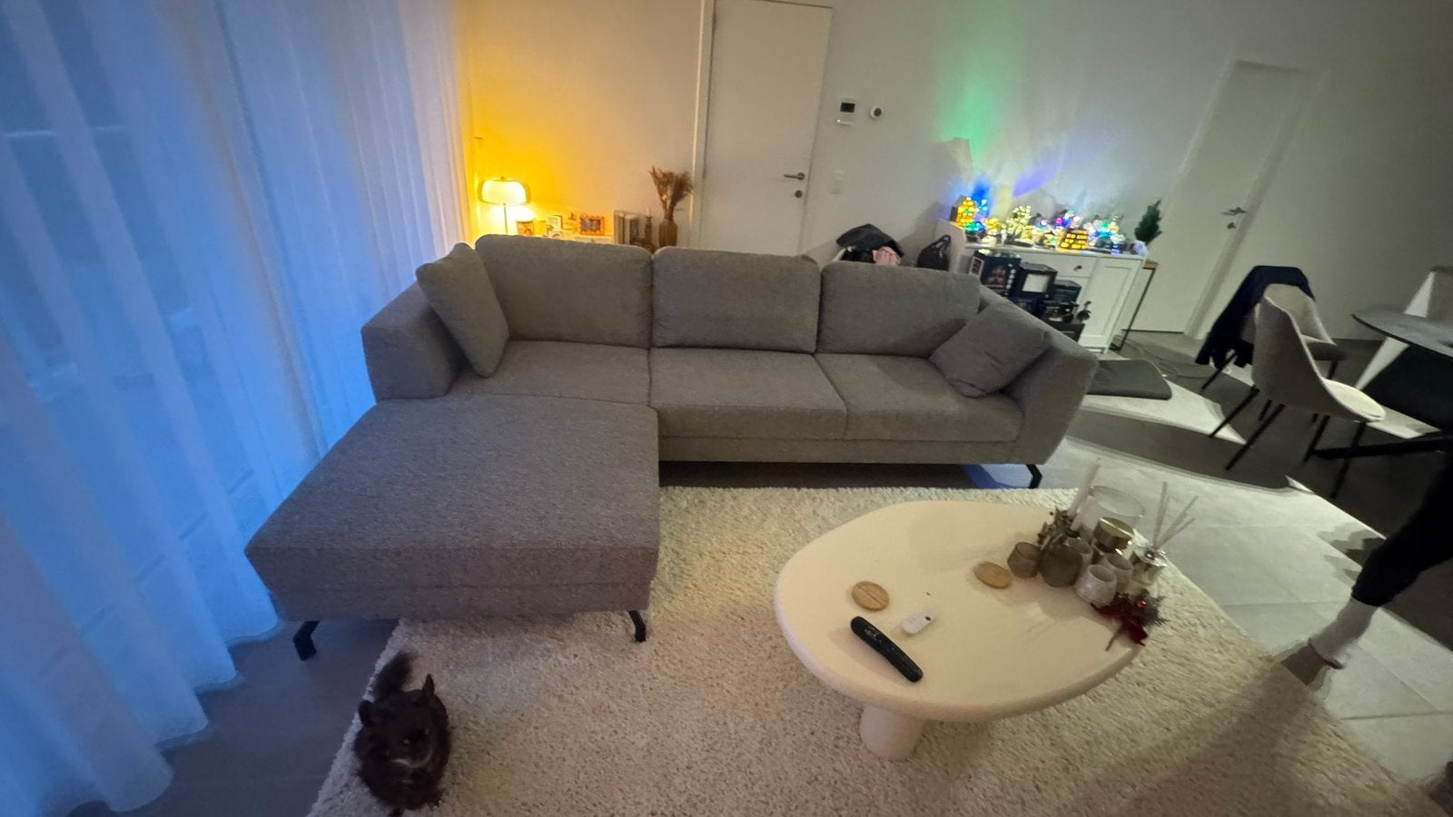 Grijze zetel te koop, Huis en Inrichting, Ophalen, Zo goed als nieuw, Stof