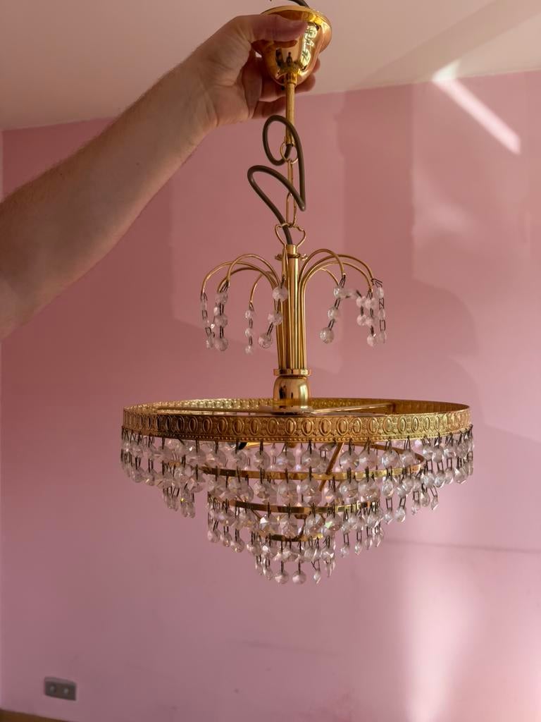 Lustre en cristal +/- 40 cm de diamètre, Enlèvement, Comme neuf