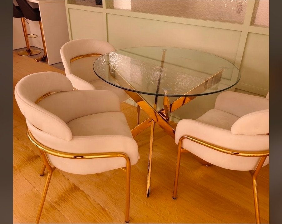 prachtige tafel, +4 eetkamerstoelen,nieuwprijs 800€, Ophalen, Zo goed als nieuw