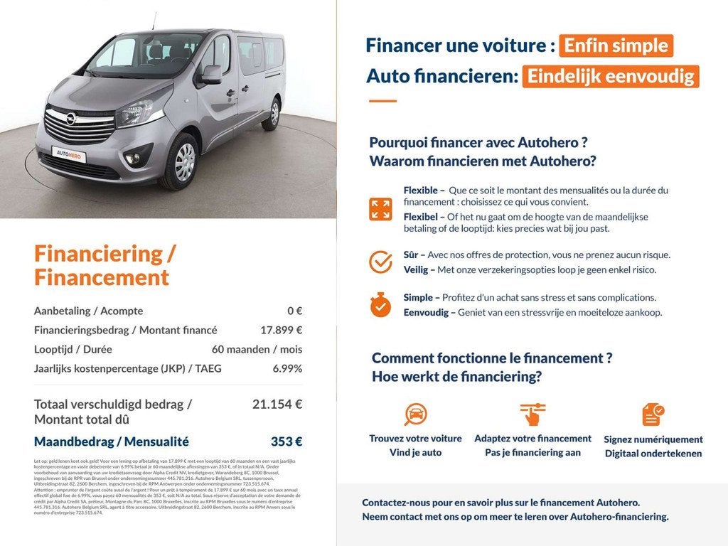 Opel Vivaro 1.6 Biturbo CDTI Combi+ L2H1 2,9t (bj 2018), Auto's, Voorwielaandrijving, 4 deurs, Stof, Zwart