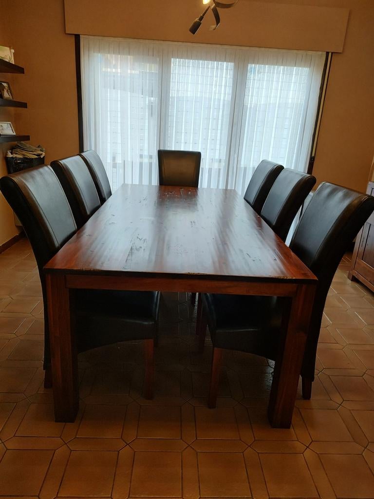 Tafel 2m20 op 1m10,dressoir 2m20, salontafel 1m30 op 70, Ophalen, Gebruikt, Landelijk, 6 tot 8 stoelen