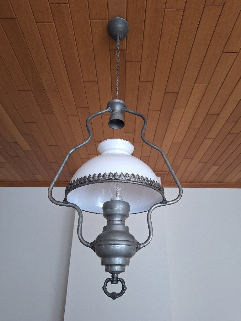 drie Lampen in tin, Ophalen, Zo goed als nieuw, Metaal, Klassiek