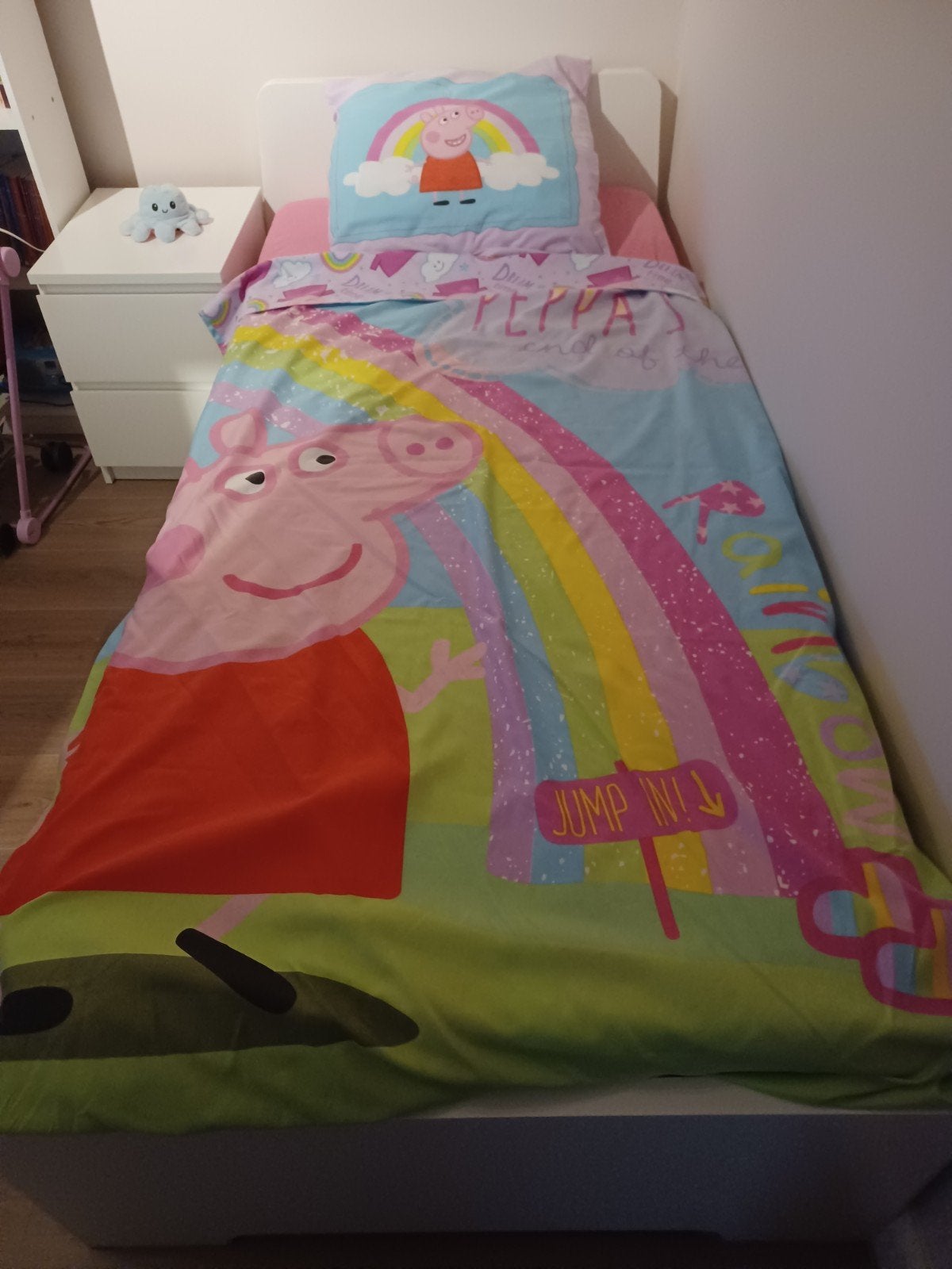 Te koop eenpersoonsbed wit,inclusief nachtkastje, Ophalen, Eenpersoonsbed, Wit