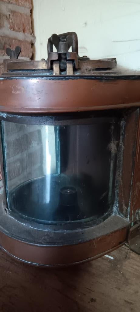 Zeldzame scheepslamp koper/brons, Antiek en Kunst, Curiosa en Brocante, Ophalen
