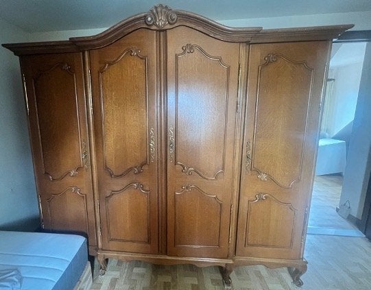 Klassieke eiken kleerkast – 4 deuren – €200, Ophalen, 200 cm of meer, Zo goed als nieuw, 200 cm of meer