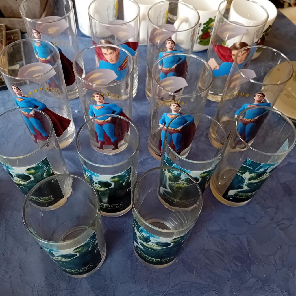 8 superman en 6 de hulk glazen, Ophalen, Nieuw, Frisdrankglas