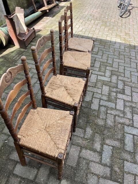 4 houten stoelen met rieten zitting, Antiek en Kunst, Ophalen