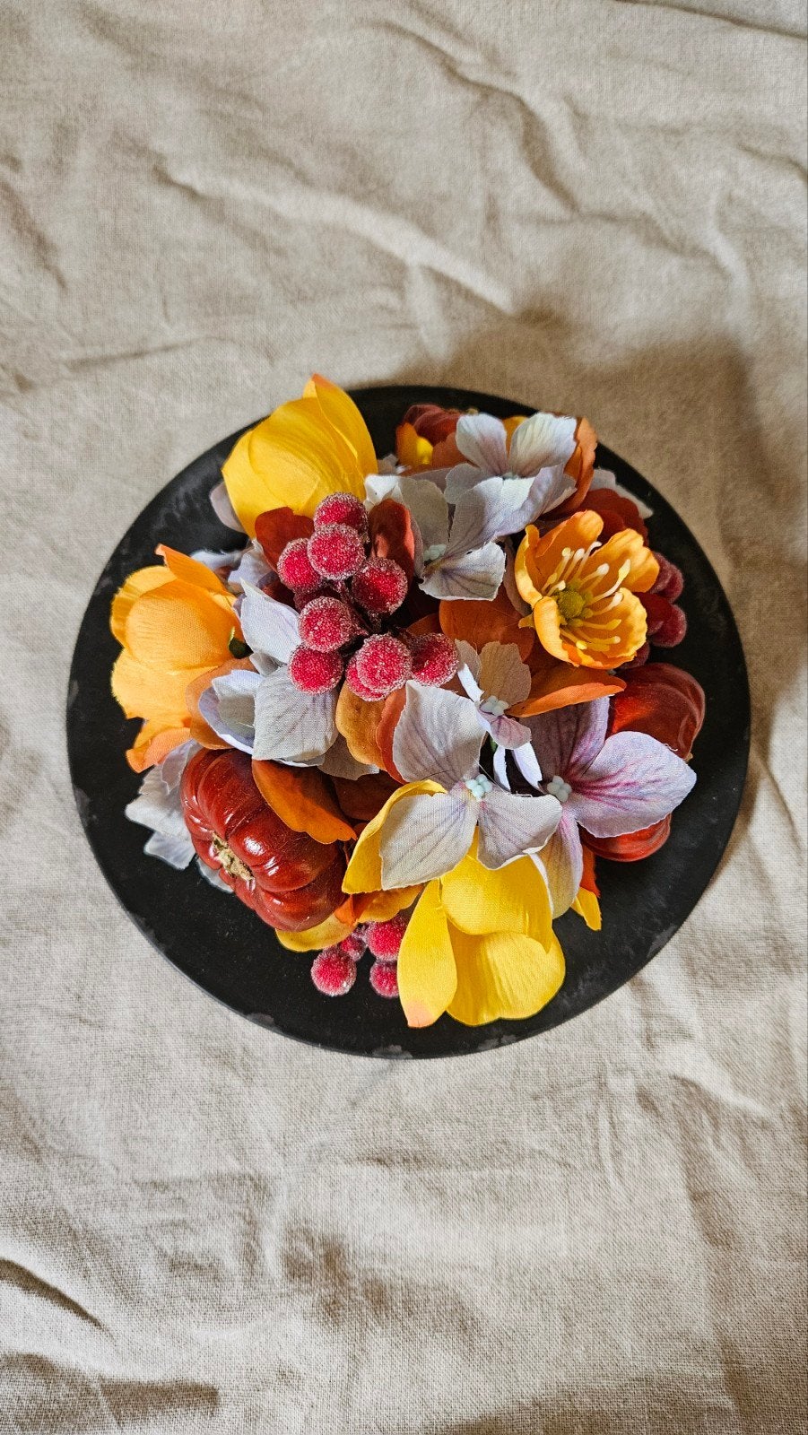 "Taartje" van zijden bloemen, Ophalen, Nieuw, Bloemstuk