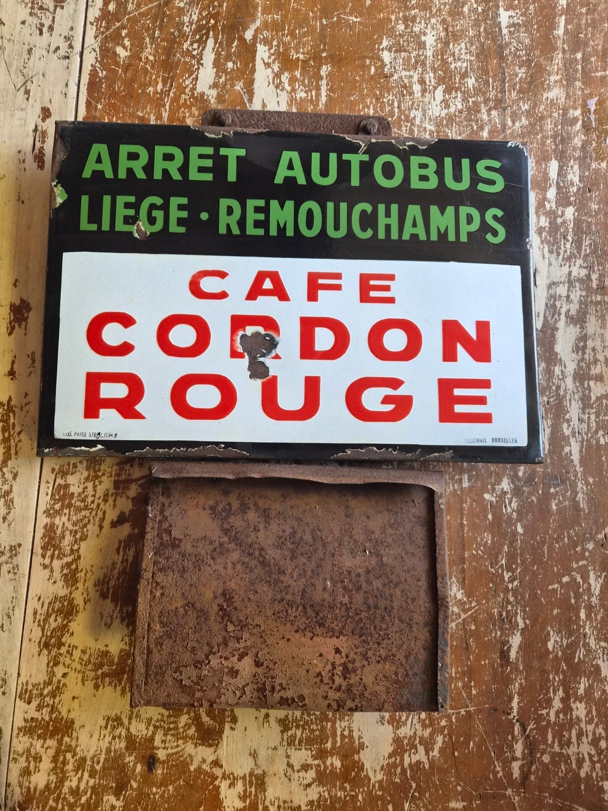 plaque emaillee bus liege remouchamps café cordon rouge, Enlèvement ou Envoi, Utilisé