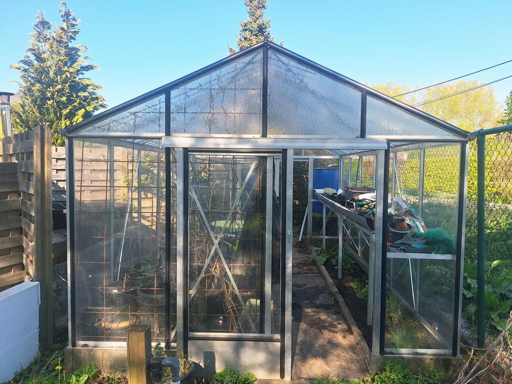 Serre met automatische ramen inclusief alle toebehoren, Tuin en Terras, Ophalen, Gebruikt, Kweekkas, Glas