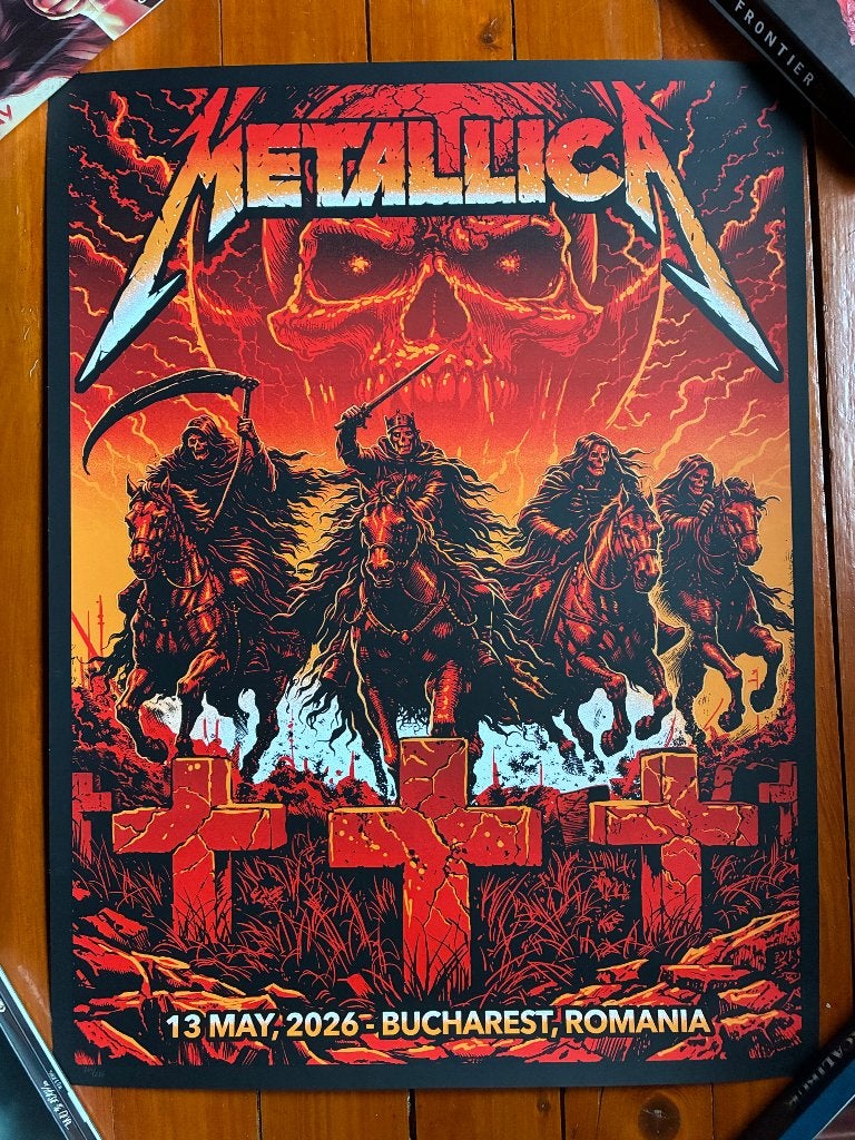 Metallica official Bucharest romania 2026 poster sold out, Ophalen of Verzenden, Nieuw, Poster, Artwork of Schilderij