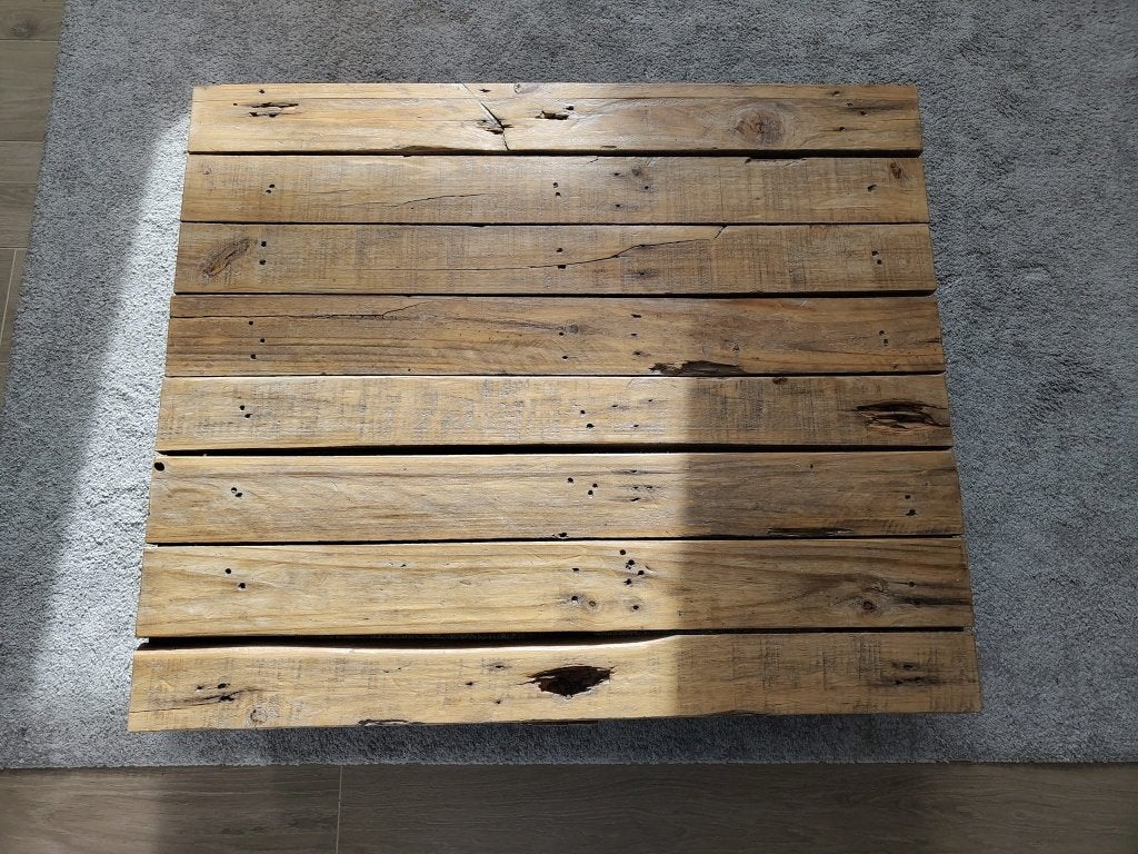 Industriële pallet salontafel op wielen, Ophalen, Minder dan 50 cm, Gebruikt, 50 tot 100 cm