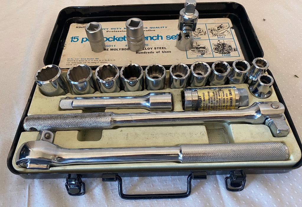 Kinzo dopsleutelset chroom-molybdeen, Ophalen of Verzenden, Zo goed als nieuw