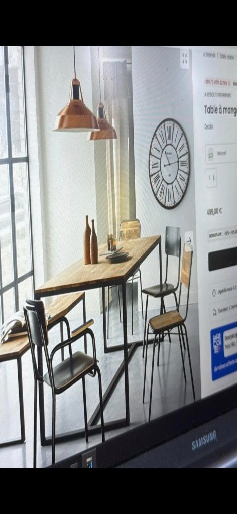 Ensemble table à manger + banc – style industriel – 250 €, Enlèvement, Neuf