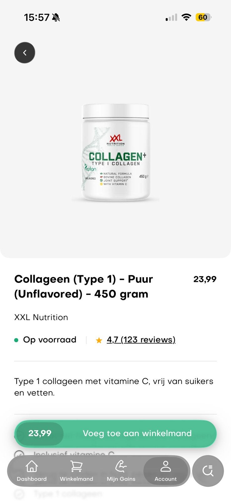 Xxl nutrition pot collagen+ poeder, Enlèvement