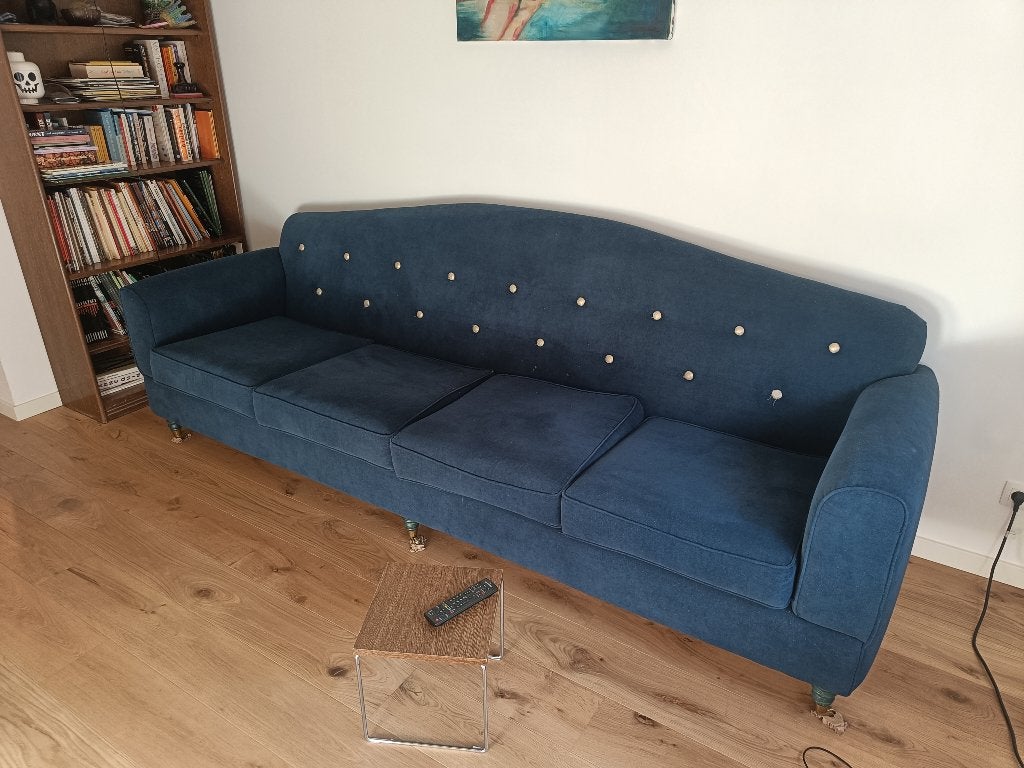 Blauwe zetel, Huis en Inrichting, Zetels | Zetels, Ophalen, 250 tot 300 cm, Gebruikt, Antiek klassiek