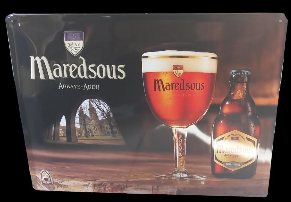 Maredsous reclamebord., Verzamelen, Biermerken, Ophalen of Verzenden, Gebruikt, Reclamebord, Plaat of Schild