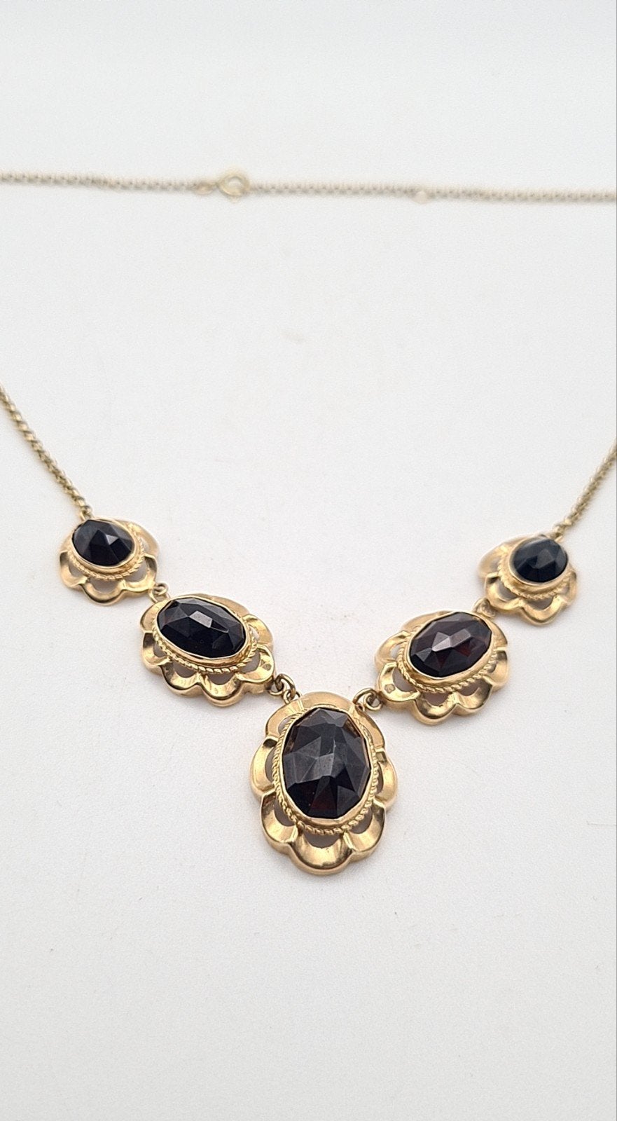 Grand collier en grenat 14 carats 585 et bague en grenat 14, Envoi