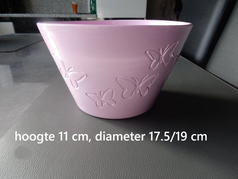 nr.97 - Bloempot roos met vlinders, Ophalen, Rond, Binnen