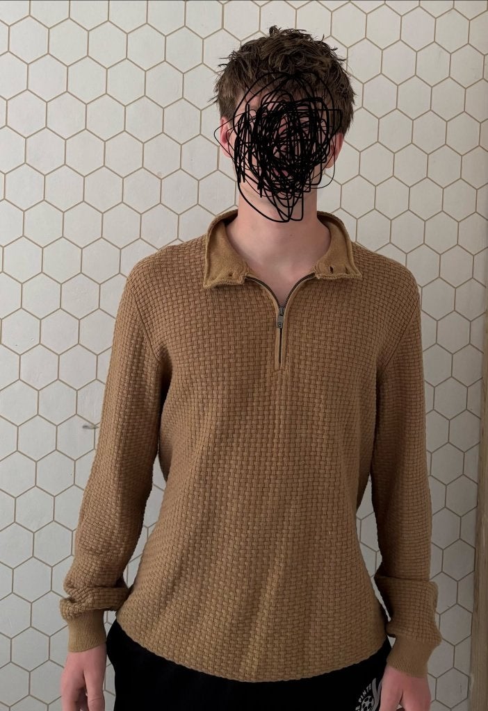 Massimo Dutti Cotton & Cashmere Half-Zip Trui Beige/Bruin, Ophalen, Maat 48/50 (M), Beige, Massimo Dutti