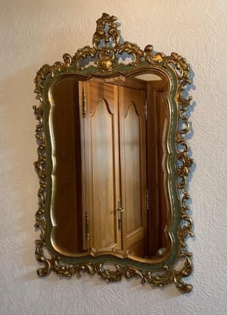 Vintage wandspiegel met gouden ornamentframe, Antiek en Kunst, Ophalen, Rechthoekig, 50 tot 100 cm, 100 tot 150 cm