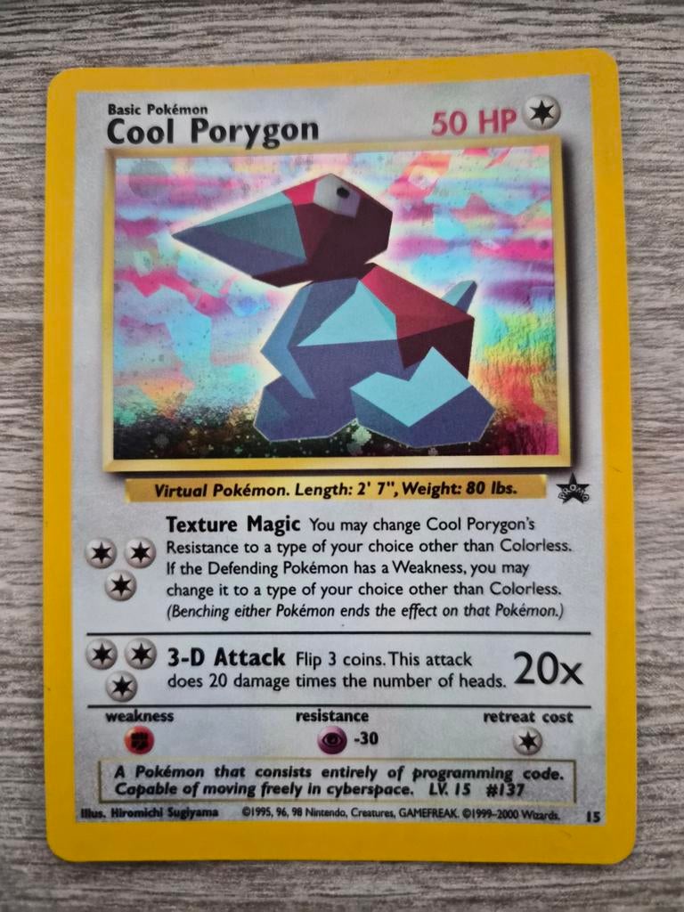 Cool porygon holo 15 promo WOTC black star, Ophalen of Verzenden, Zo goed als nieuw, Losse kaart, Foil