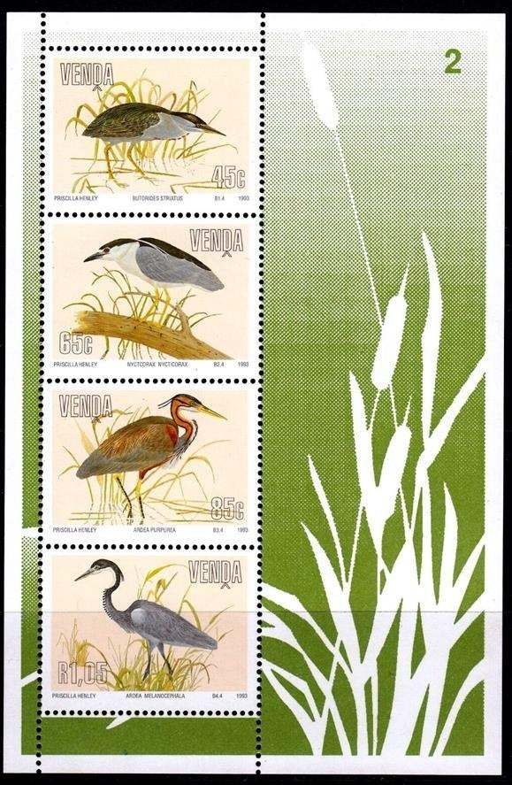 VENDA 1993 Reigers – Vogels Blokje, Michel: B-10, Postfris., Envoi, Non oblitéré, Animal et Nature