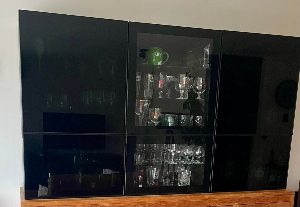 Ikea Besta kasten zwart, Huis en Inrichting, Ophalen, Met deur(en), 150 tot 200 cm, Zo goed als nieuw