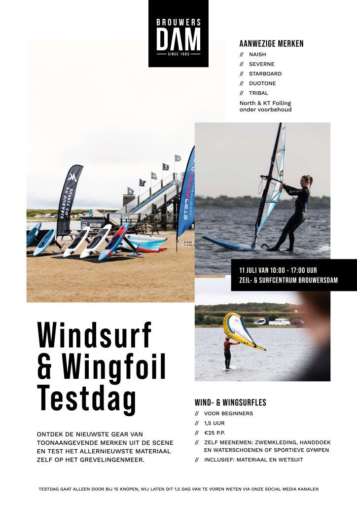 Windsurf Testdag | Clinics | Windsurf brands | 11 Juli, Watersport en Boten, Windsurfen, Niet ingevuld, Met mast, Niet ingevuld