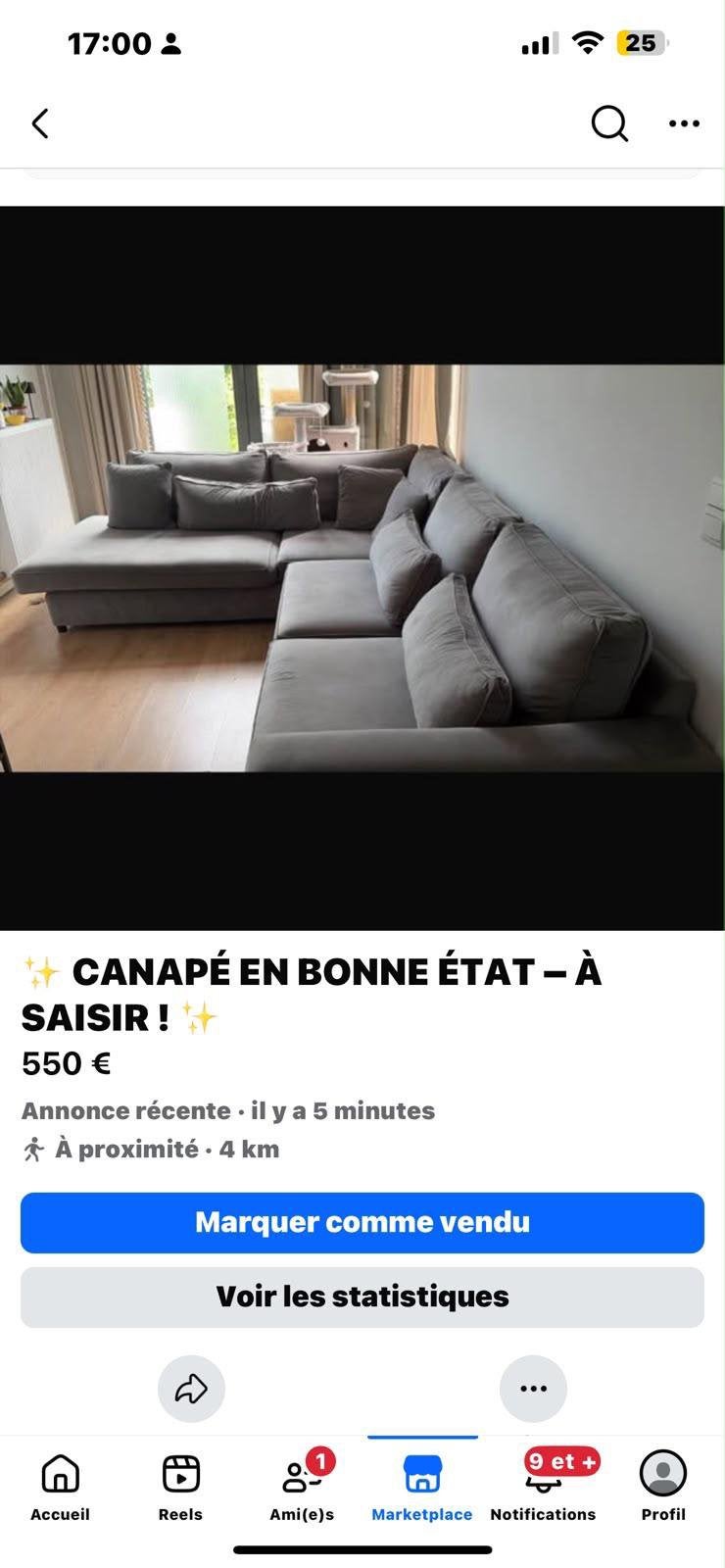 Canape, Maison & Meubles, Enlèvement, Comme neuf